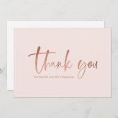 Carte de remerciements de Mariage de script d'or R (Devant / Derrière)