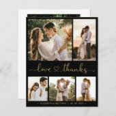 Carte de remerciements de Mariage de script en or (Devant / Derrière)