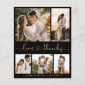 Carte de remerciements de Mariage de script en or (Devant)