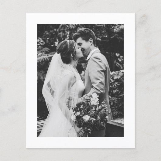 Carte de remerciements de Mariage de script minima (Dos)