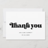 Carte de remerciements de mariage de script rétro  (Devant)