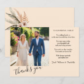 Carte de remerciements de mariage élégant avec pho (Devant / Derrière)