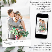 Carte de remerciements de mariage élégant avec pho