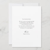 Carte de remerciements de mariage élégant personna (Dos)