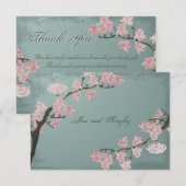 Carte de remerciements de mariage - fleurs de (Devant / Derrière)
