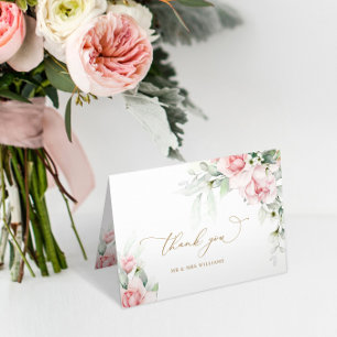 Carte de remerciements de Mariage floral Blush & E