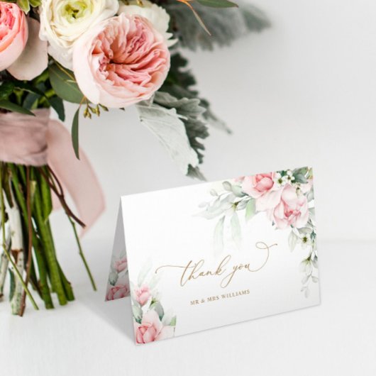 Carte de remerciements de Mariage floral Blush & E