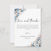 Carte de remerciements de Mariage Floral Boho bleu (Devant)