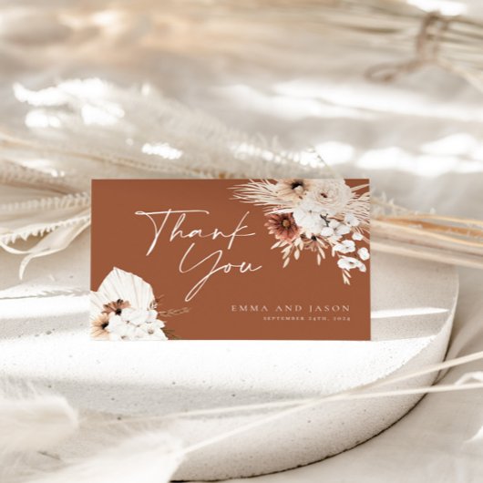 Carte de remerciements de Mariage Floral Boho en t