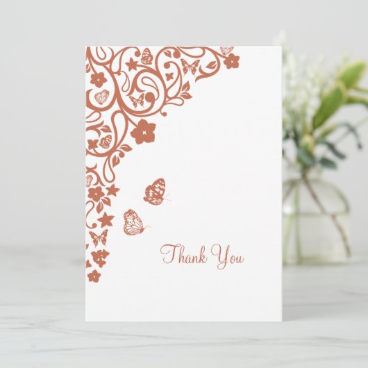 Carte de remerciements de mariage Floral Butterfly (Debout devant)