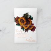 Carte de remerciements de Mariage Floral Orange Ru (Intérieur)