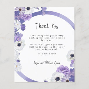 Carte de remerciements de Mariage Floral Purple Bu