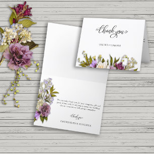 Carte de remerciements de Mariage Floral Rustique