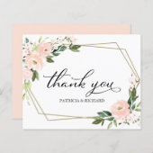 Carte de remerciements de Mariage géométrique rose (Devant / Derrière)