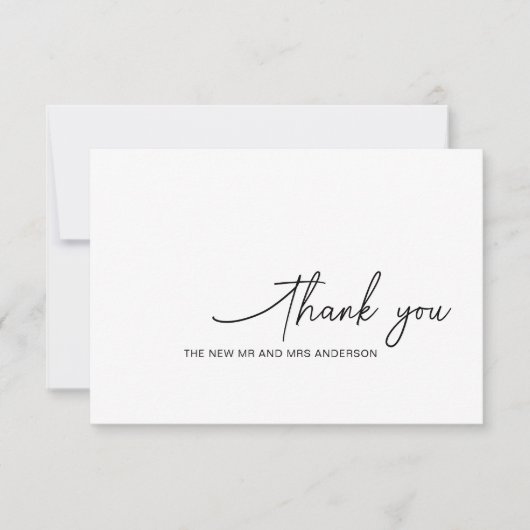 Carte de remerciements de Mariage noir tourbillonn (Devant)