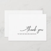 Carte de remerciements de Mariage noir tourbillonn (Devant / Derrière)