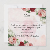 Carte de remerciements de mariage personnalisé ros (Dos)