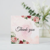 Carte de remerciements de mariage personnalisé ros (Debout devant)