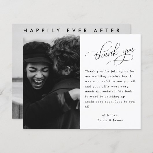 Carte de remerciements de Mariage photo à lettres  (Devant / Derrière)