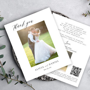 Carte de remerciements de mariage photo Budget QR 