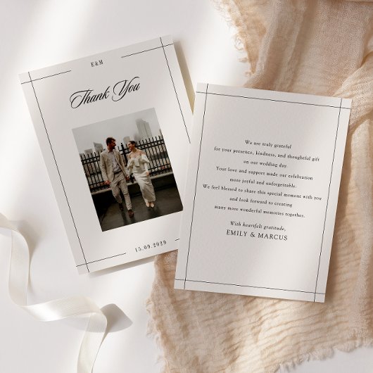 Carte de remerciements de mariage photo de frontiè