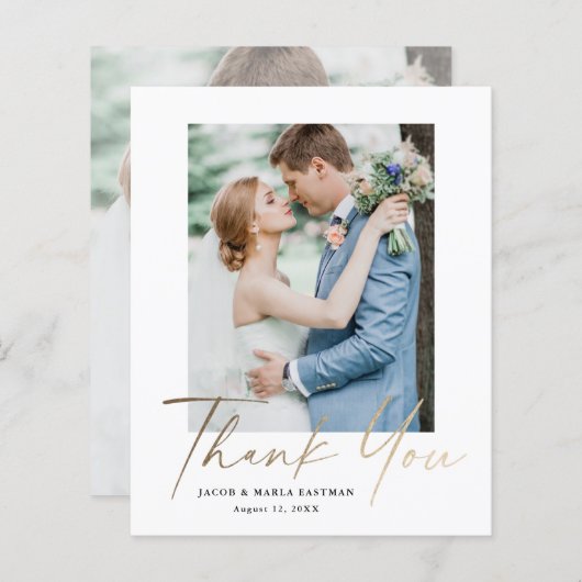 Carte de remerciements de Mariage photo de script (Devant / Derrière)