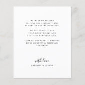 Carte de remerciements de mariage photo de script  (Dos)