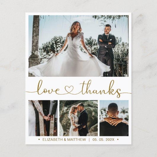 Carte de remerciements de Mariage photo de script  (Devant)