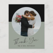 Carte de remerciements de mariage photo de script (Devant)