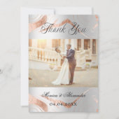 Carte de remerciements de mariage photo en or rose (Devant)