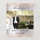 Carte de remerciements de mariage photo en or rose (Devant)