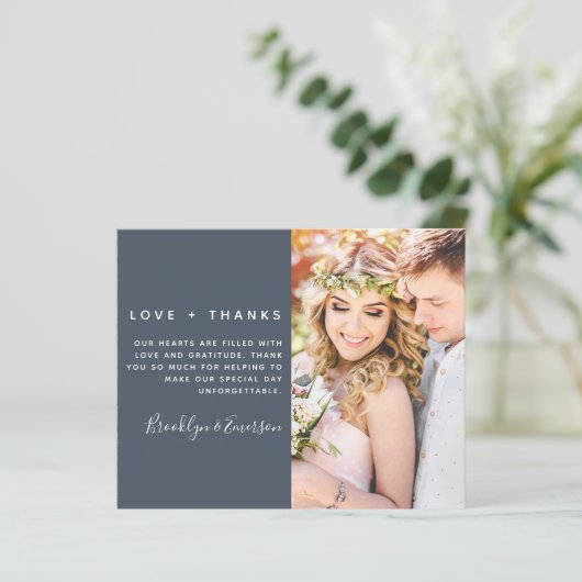 Carte de remerciements de Mariage photo minimalist (Debout devant)