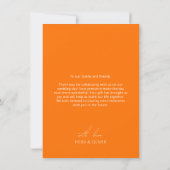 Carte de remerciements de Mariage photo orange vif (Dos)