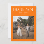 Carte de remerciements de Mariage photo orange vif (Devant)