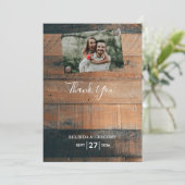 Carte de remerciements de Mariage photo Rustic Woo (Debout devant)