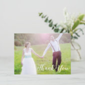 CARTE DE REMERCIEMENTS DE MARIAGE PHOTO TYPO BLANC (Debout devant)