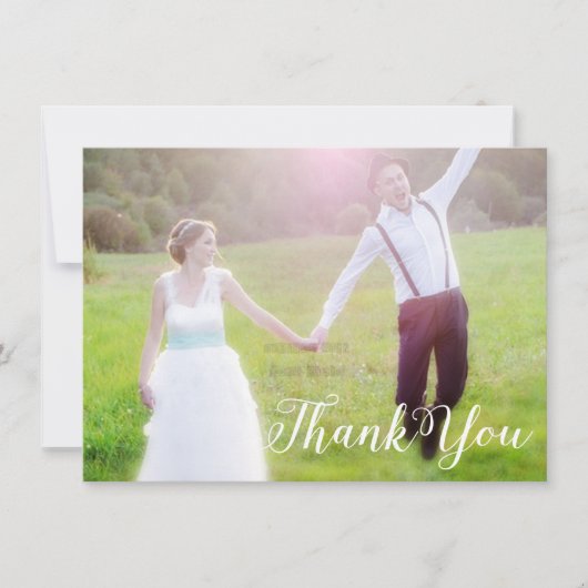 CARTE DE REMERCIEMENTS DE MARIAGE PHOTO TYPO BLANC (Devant)