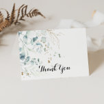 Carte de remerciements de Mariage plié Rustic Gold<br><div class="desc">Ce carte de remerciements mariage à fleurs dorées rustiques est parfait pour un mariage simple. Ce design artistique présente des feuilles d'eucalyptus vert, de couleur dorée, florale et aquarelle, inspirant une beauté naturelle. Personnalisez l'intérieur de la carte avec vos noms, et un message de remerciement. Ou laissez la section de...</div>
