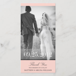 CARTE DE REMERCIEMENTS DE MARIAGE ROSE MERCI