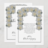 Carte de remerciements de Mariage Russe White Rose (Devant / Derrière)