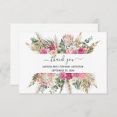 Carte de remerciements de Mariage végétal rose ver (Devant / Derrière)