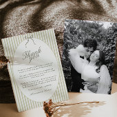 Carte de remerciements de Mariage vert en bande lu