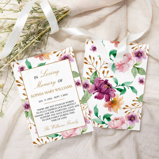 Carte de remerciements de mémoire de la sympathie 