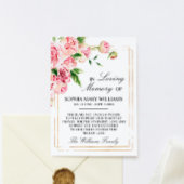 Carte de remerciements de mémoire rose florale et 
