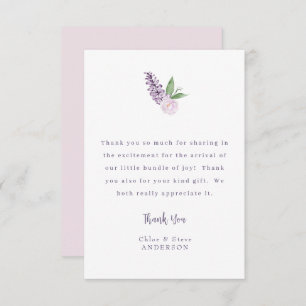 Carte de remerciements de message floral rose pers