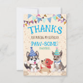 Carte De Remerciements De mignons chiots fête de chiots faisons la fête (Devant)