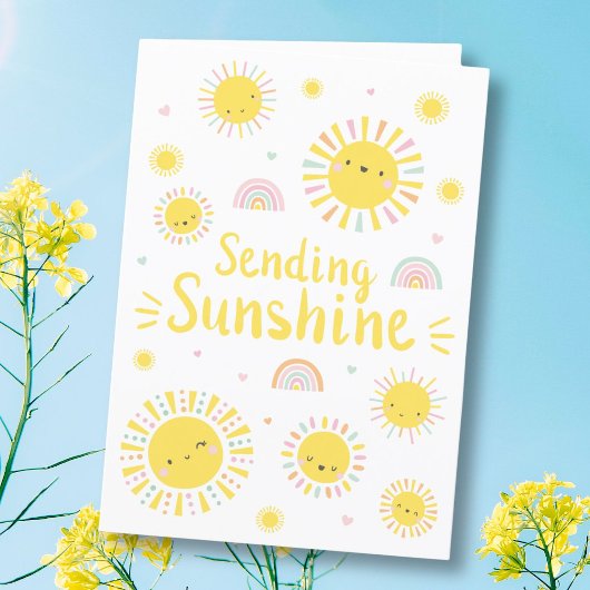 Carte De Remerciements De mignons petits soleils et arcs-en-ciel