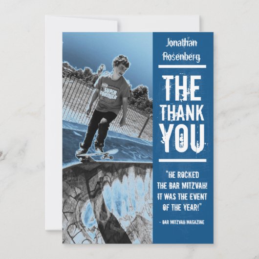 Carte de remerciements de Mitzvah de barre de (Devant)