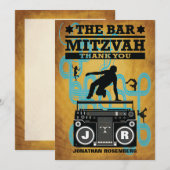 Carte de remerciements de Mitzvah de barre de hip (Devant / Derrière)