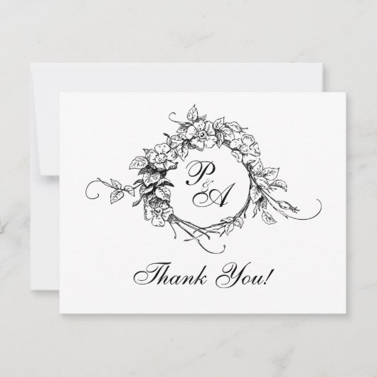 Carte de remerciements de monogramme (Devant)